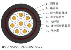 聚氯乙烯绝缘铜带屏蔽钢带铠装控制电缆